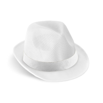 MANOLO POLI. Hat in PP with white polyester ribbon